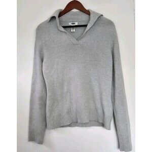 Old Navy Sweater Womens L Grey V Neck Long Sleeve Wool Angora Winter Casual Warm
